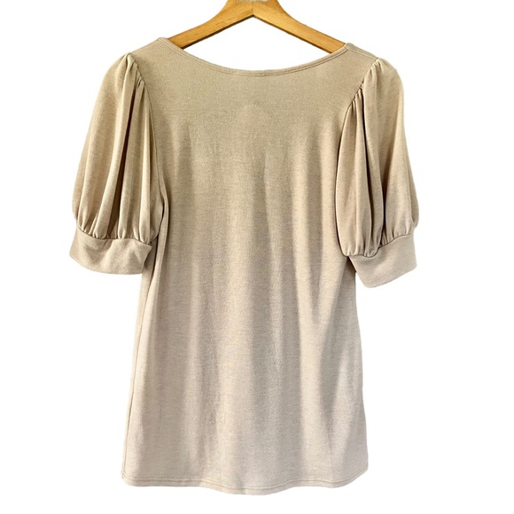 MY SISTER’S CLOSET | Jolene Taupe Puffed Sleeve Top NEW - Picture 3 of 5